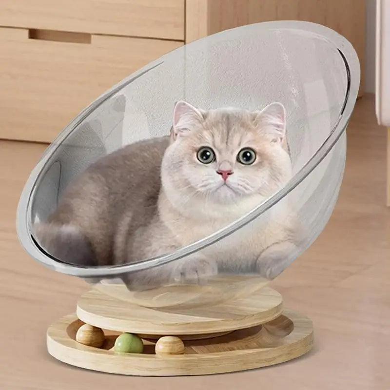 Acogedora bola para gatos con zona de juegos integrada