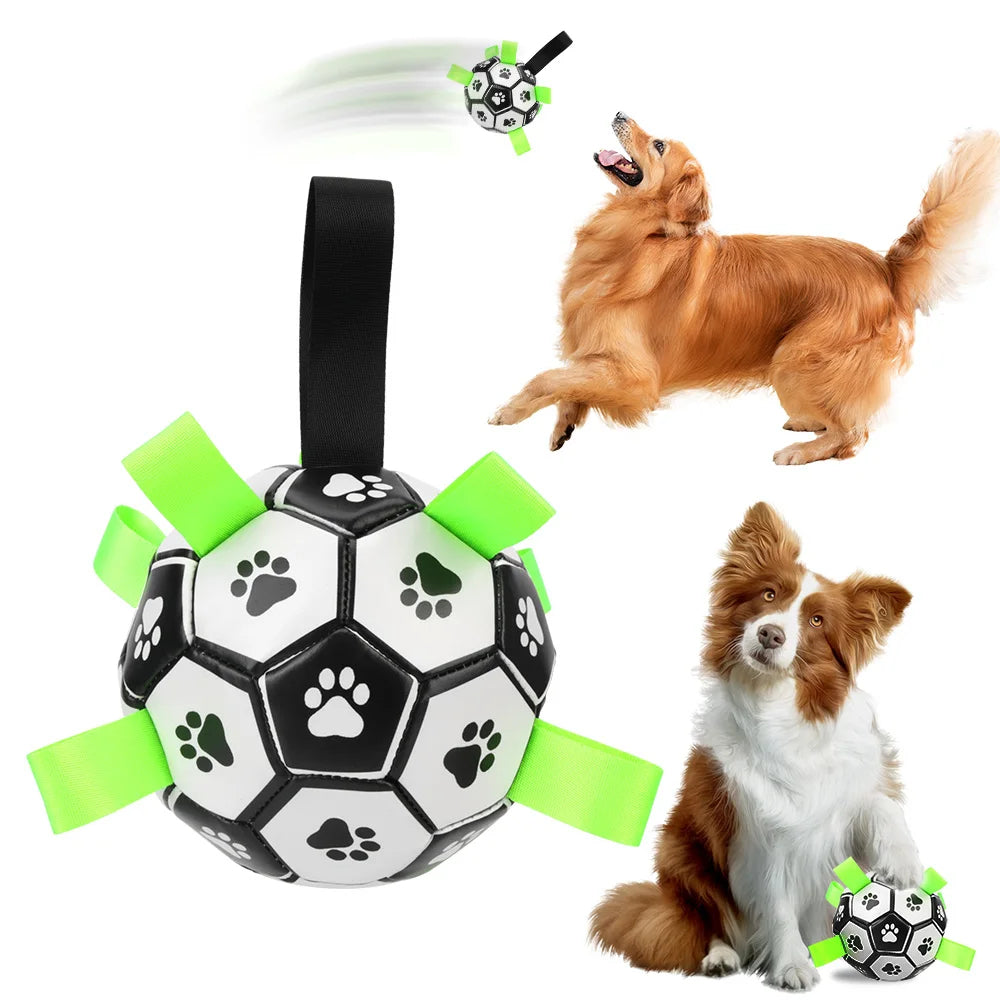 Juguete para perros en forma de pelota con cuerdas de tracción integradas