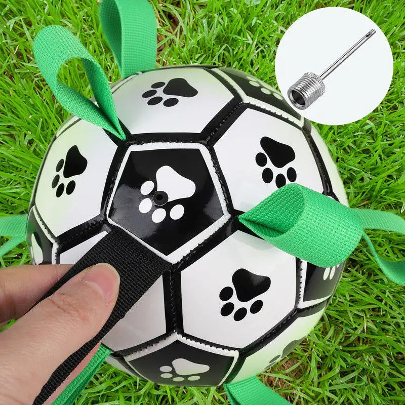 Juguete para perros en forma de pelota con cuerdas de tracción integradas