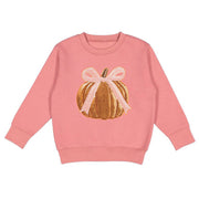 Sweet Wink Coquette Pumpkin Sequin Patch Sweatshirt - Dusty Rose