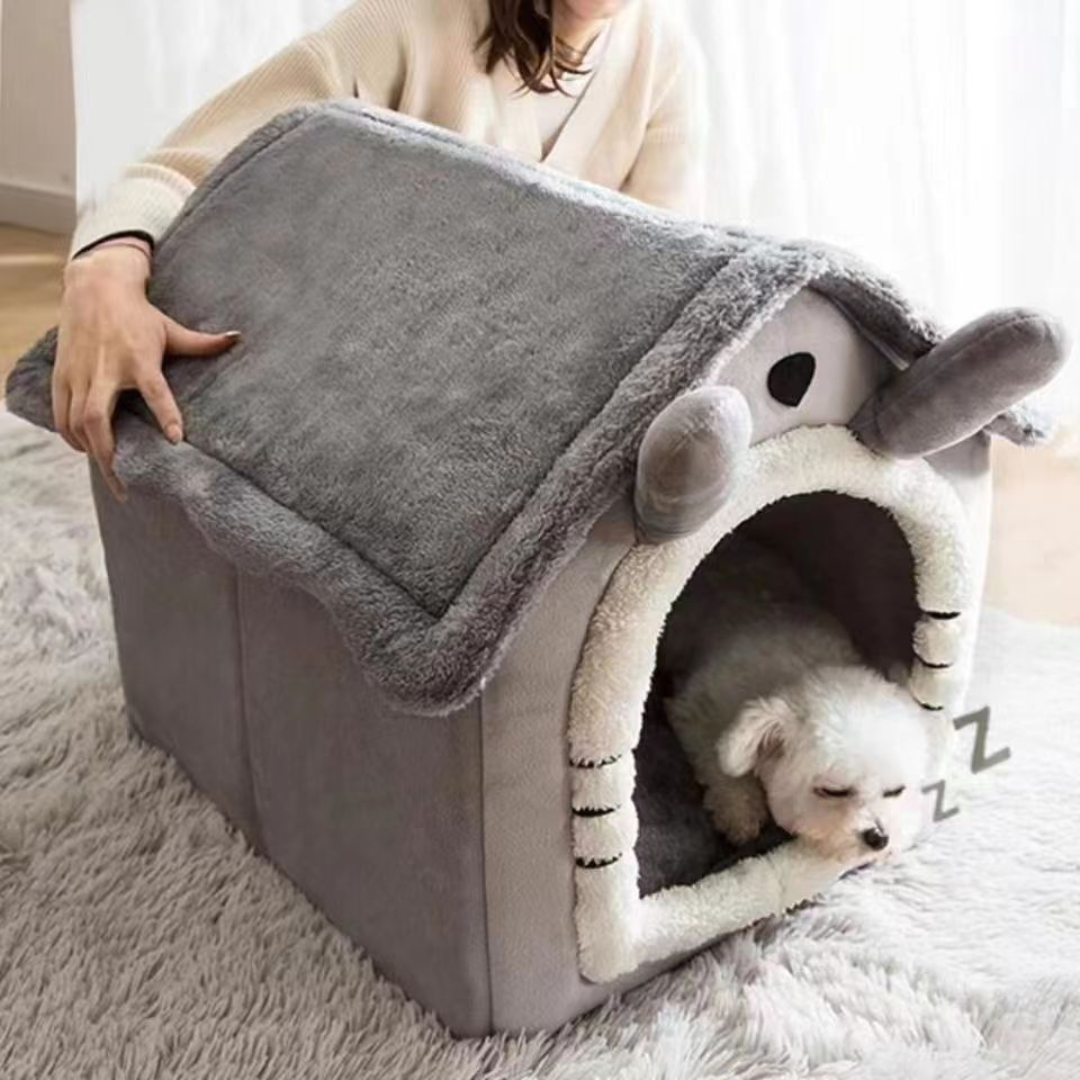 Acogedora casita de felpa para gatos