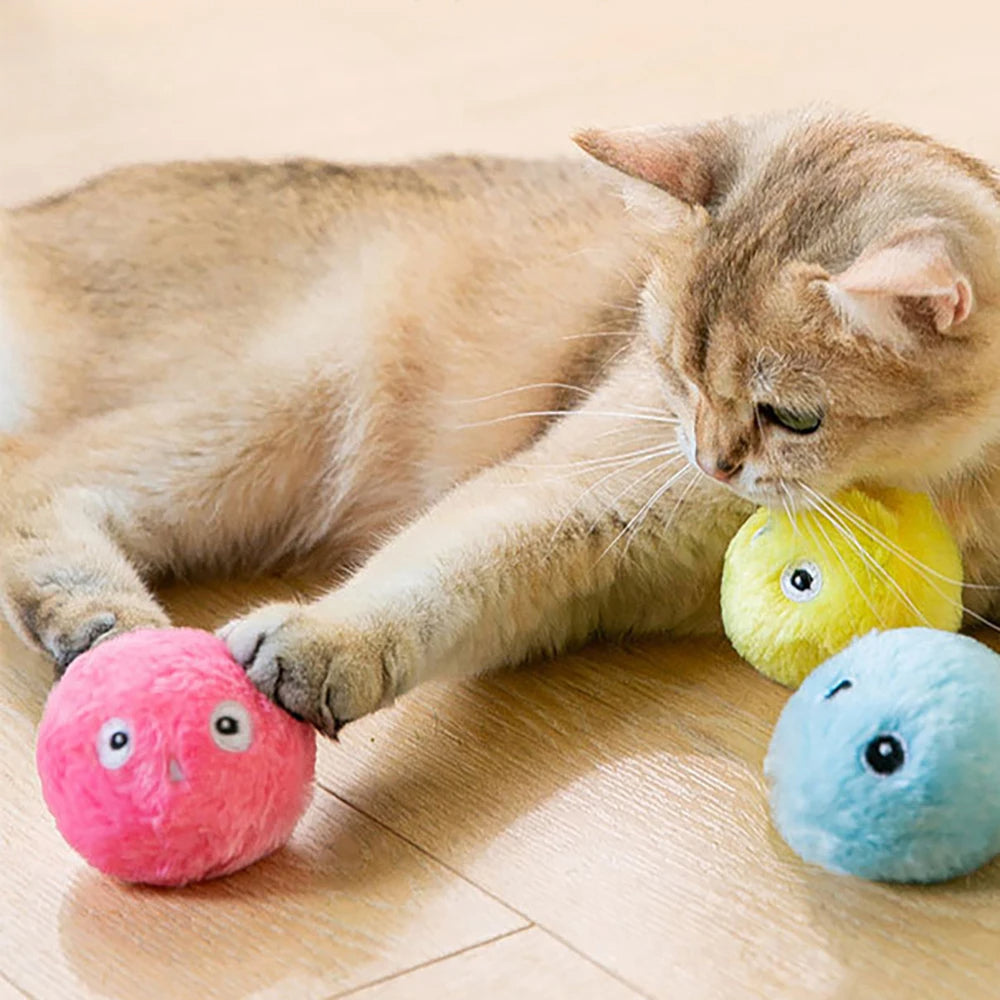 Pelotas de peluche interactivas para gatos con sonidos de animales