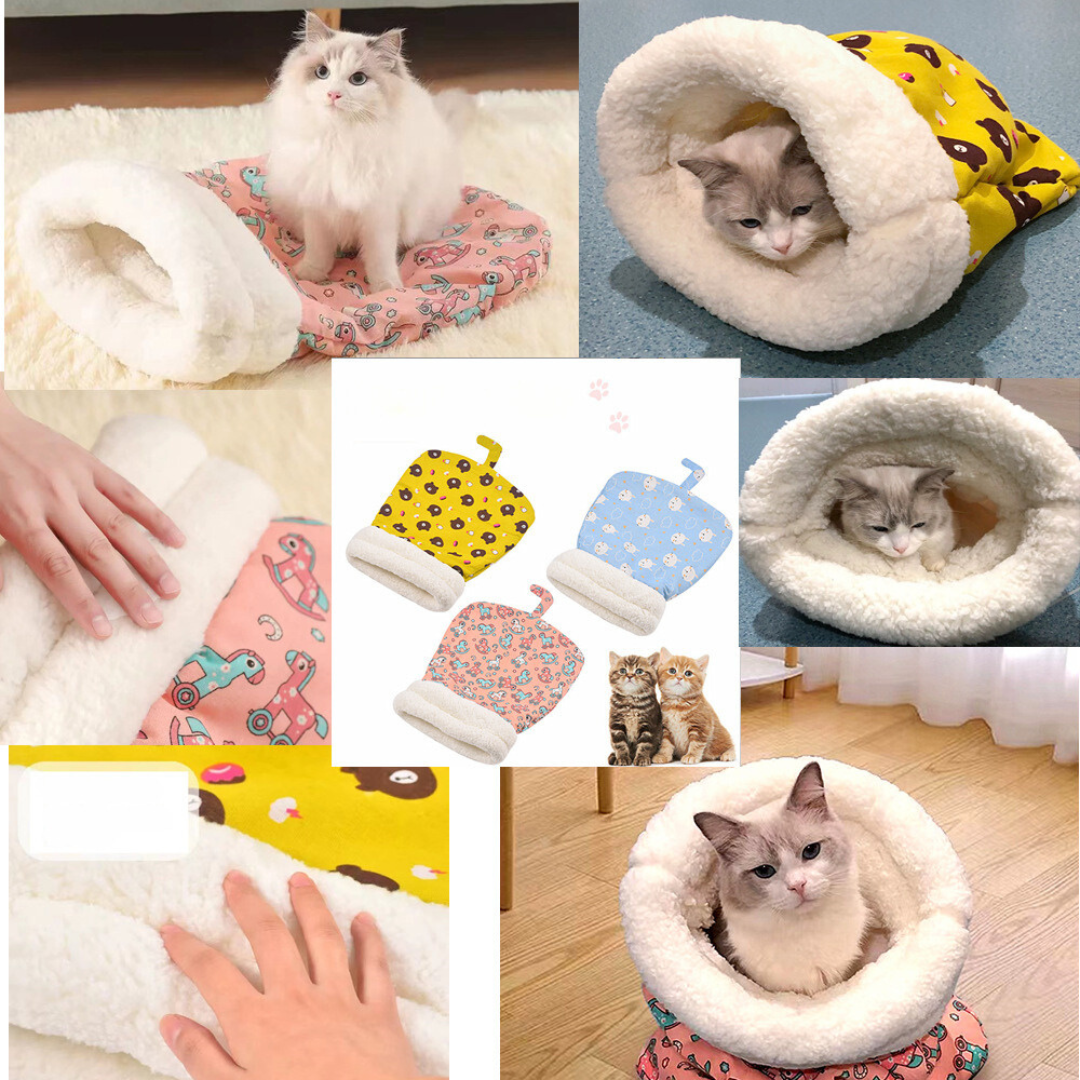 Acogedora cama-saco de dormir para gatos