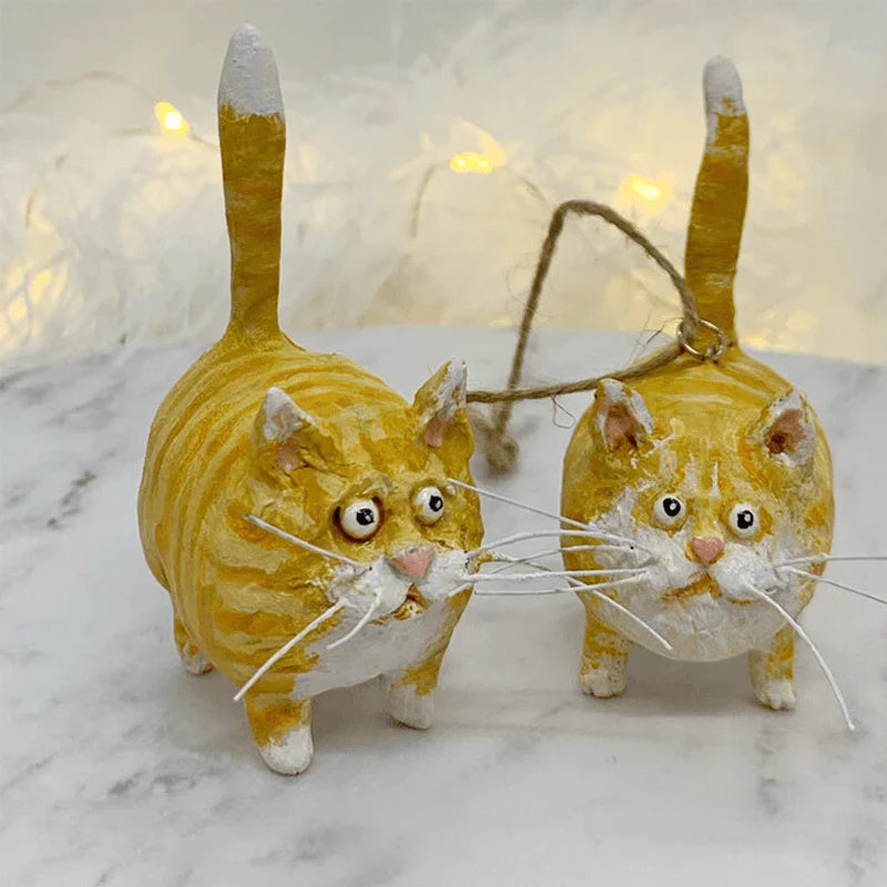 Festpaw – Adornos navideños para el árbol hechos a mano con forma de gato
