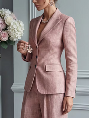 Women's two-piece suit with a V-neck and buttons