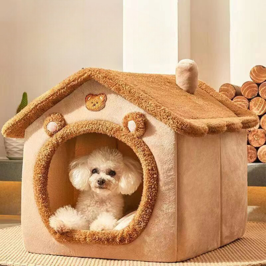 Acogedora casita de felpa para gatos