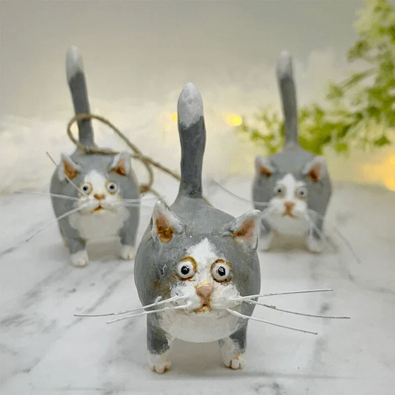 Festpaw – Adornos navideños para el árbol hechos a mano con forma de gato