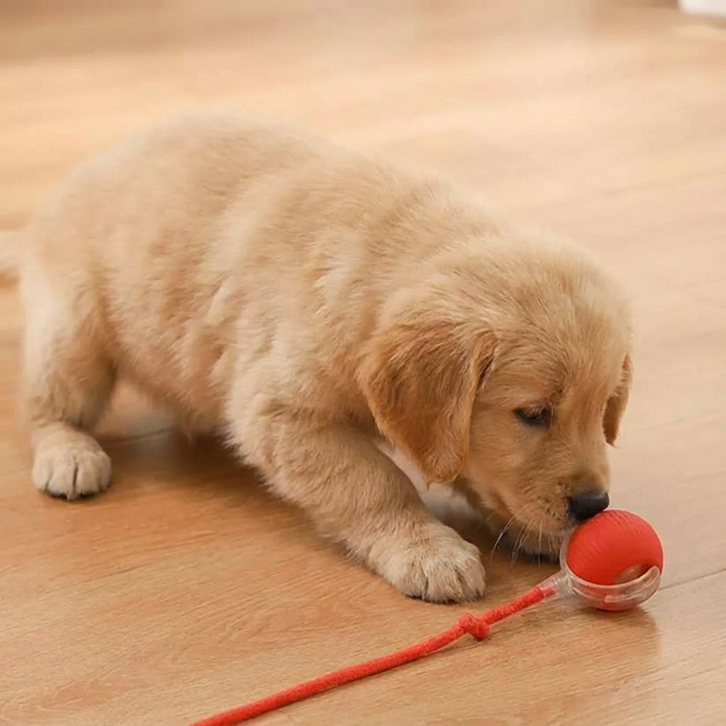 Pelota interactiva con cola para perros