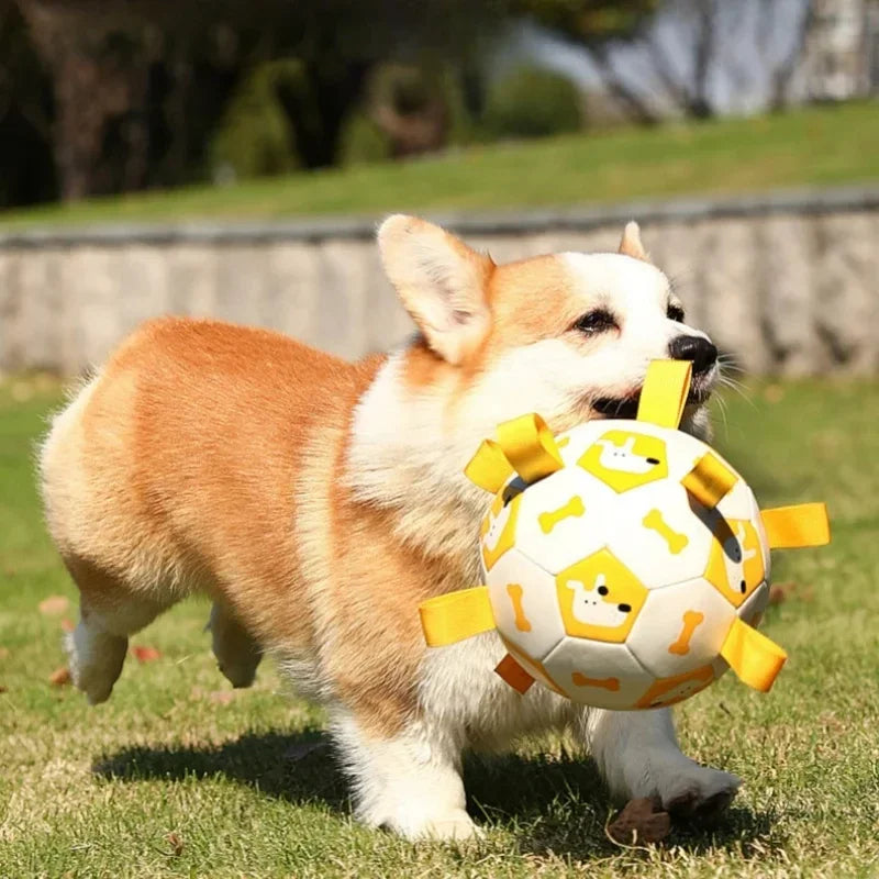 Juguete para perros en forma de pelota con cuerdas de tracción integradas