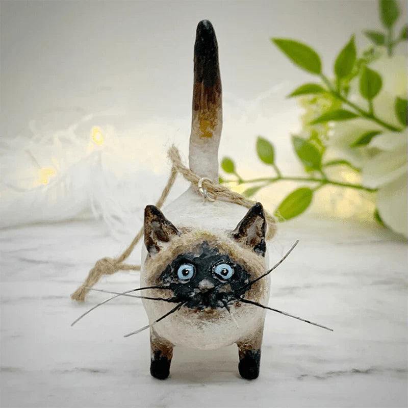 Festpaw – Adornos navideños para el árbol hechos a mano con forma de gato