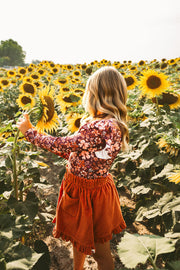Vienna Corduroy Skirt - Floral Sonata