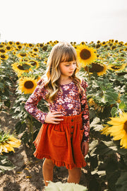 Vienna Corduroy Skirt - Floral Sonata