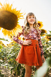 Vienna Corduroy Skirt - Floral Sonata