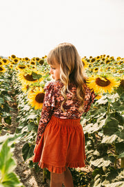 Vienna Corduroy Skirt - Floral Sonata