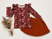 Vienna Corduroy Skirt - Floral Sonata
