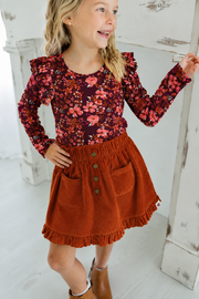 Vienna Corduroy Skirt - Floral Sonata