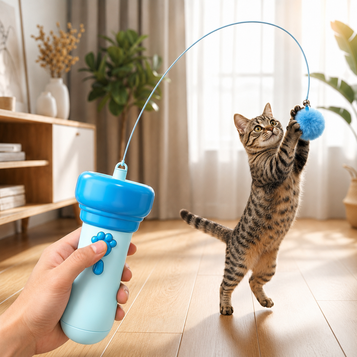 Lanzador interactivo de pompones «Tod» para gatos