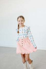 Vienna Corduroy Skirt - Ribboned Wildflowers