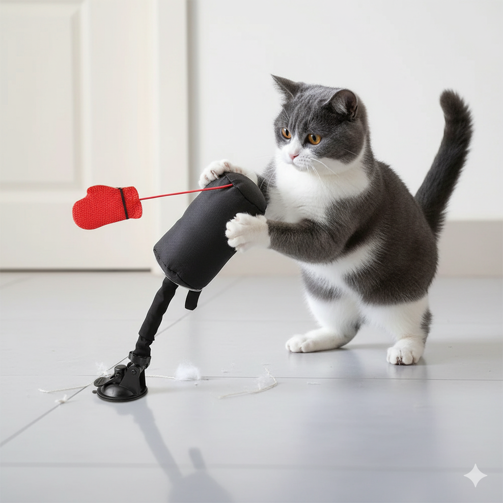 Juguete interactivo para gatos con saco de boxeo