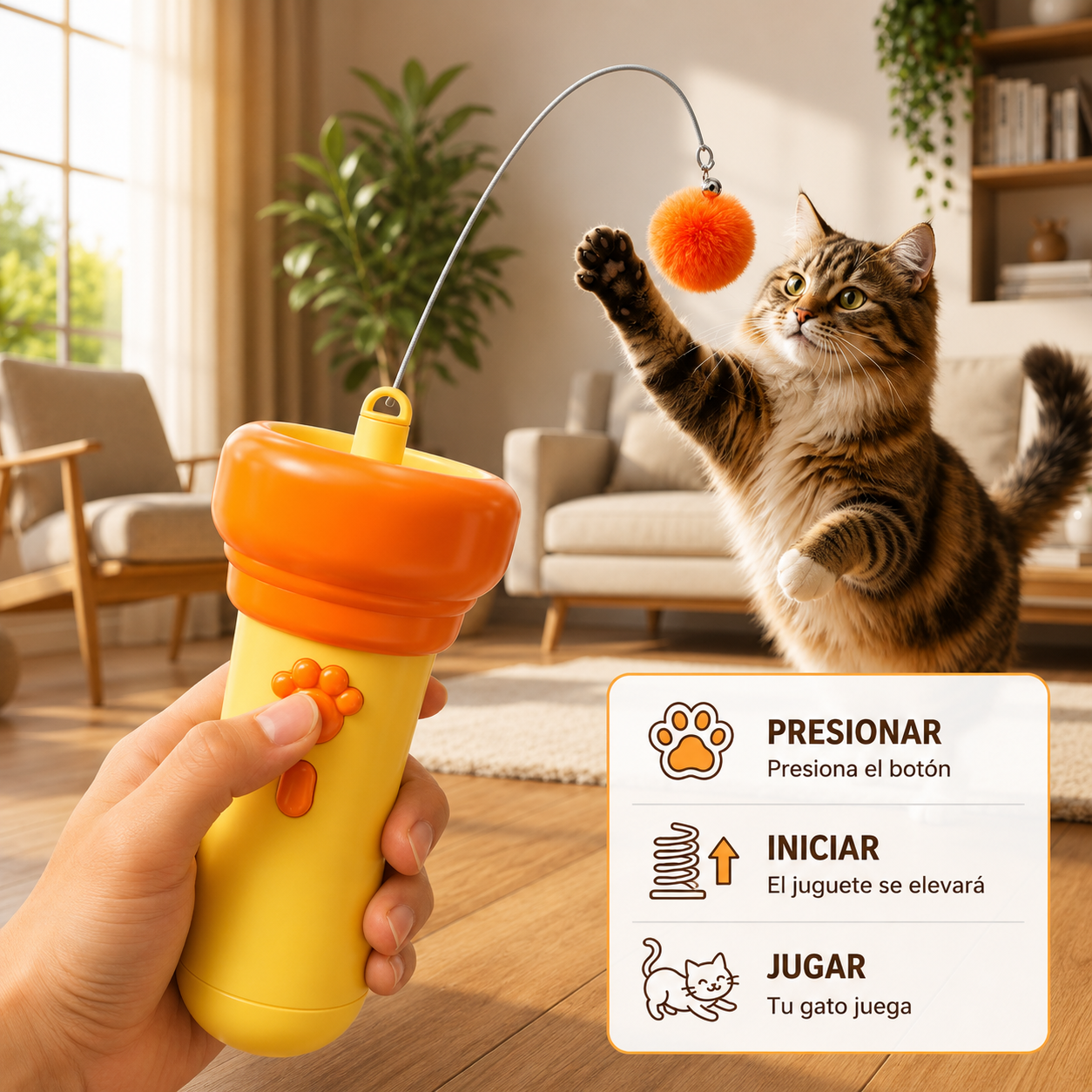 Lanzador interactivo de pompones «Tod» para gatos