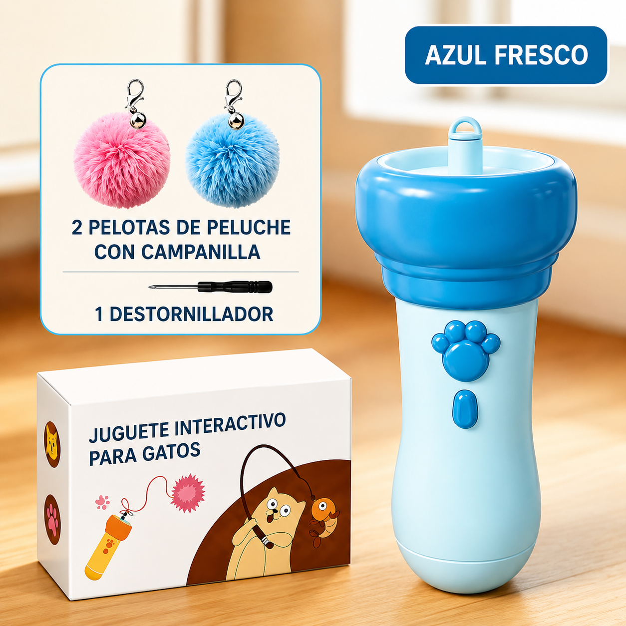Lanzador interactivo de pompones «Tod» para gatos