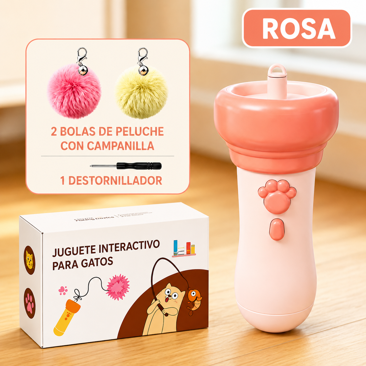 Lanzador interactivo de pompones «Tod» para gatos