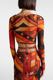 Kahisa Print Mesh Top & Maxi Skirt Set