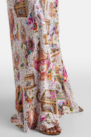 Kretsa Lace Print Silk Maxi Dress