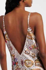 Kretsa Lace Print Silk Maxi Dress
