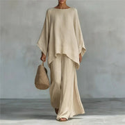 Cristine | Two-piece suit with long sleeves and wide-leg pants
