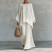 Cristine | Two-piece suit with long sleeves and wide-leg pants