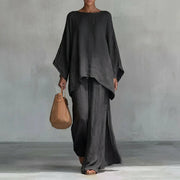 Cristine | Two-piece suit with long sleeves and wide-leg pants