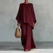 Cristine | Two-piece suit with long sleeves and wide-leg pants