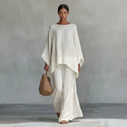 Cristine | Two-piece suit with long sleeves and wide-leg pants