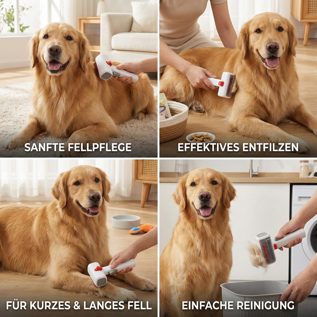 2-in-1 Fellpflege- & Schneidebürste  für Hunde & Katzen – Entfilzungs- & Unterfellkamm für langes & kurzes Fell