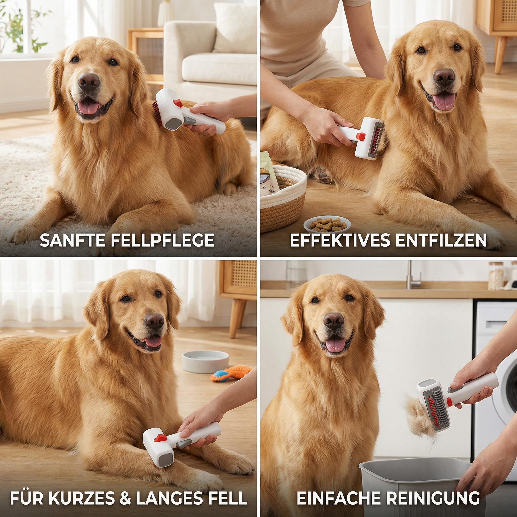 2-in-1 Fellpflege- & Schneidebürste  für Hunde & Katzen – Entfilzungs- & Unterfellkamm für langes & kurzes Fell