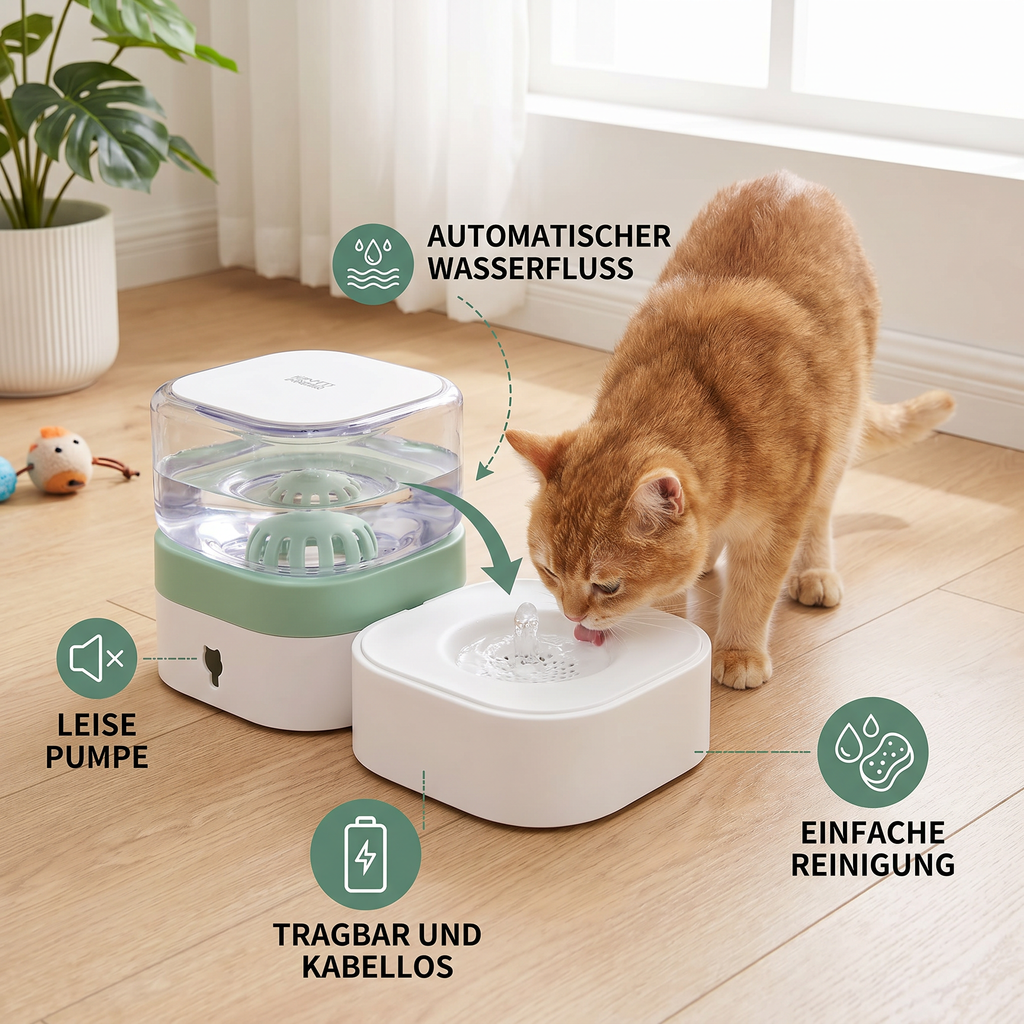 Automatischer tragbarer Wasserspender für Katzen