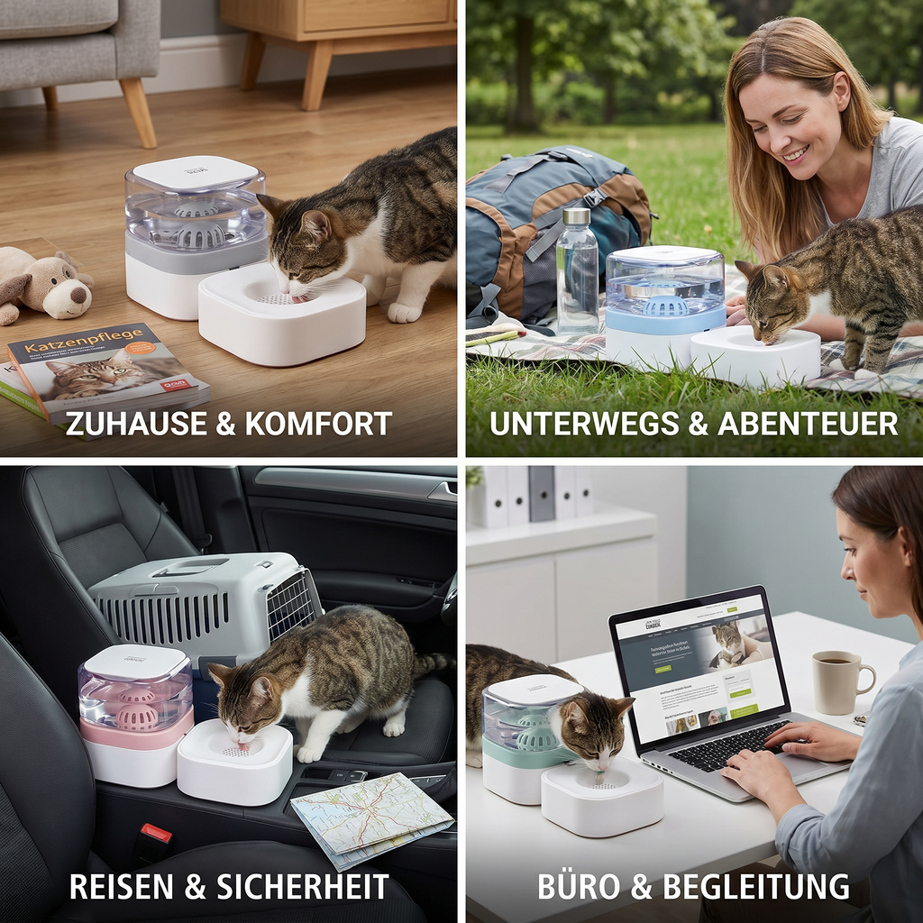 Automatischer tragbarer Wasserspender für Katzen