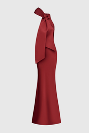 Mskita Halter Backless Bow Maxi Dress - Red