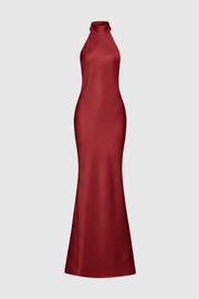 Mskita Halter Backless Bow Maxi Dress - Red