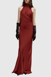 Mskita Halter Backless Bow Maxi Dress - Red