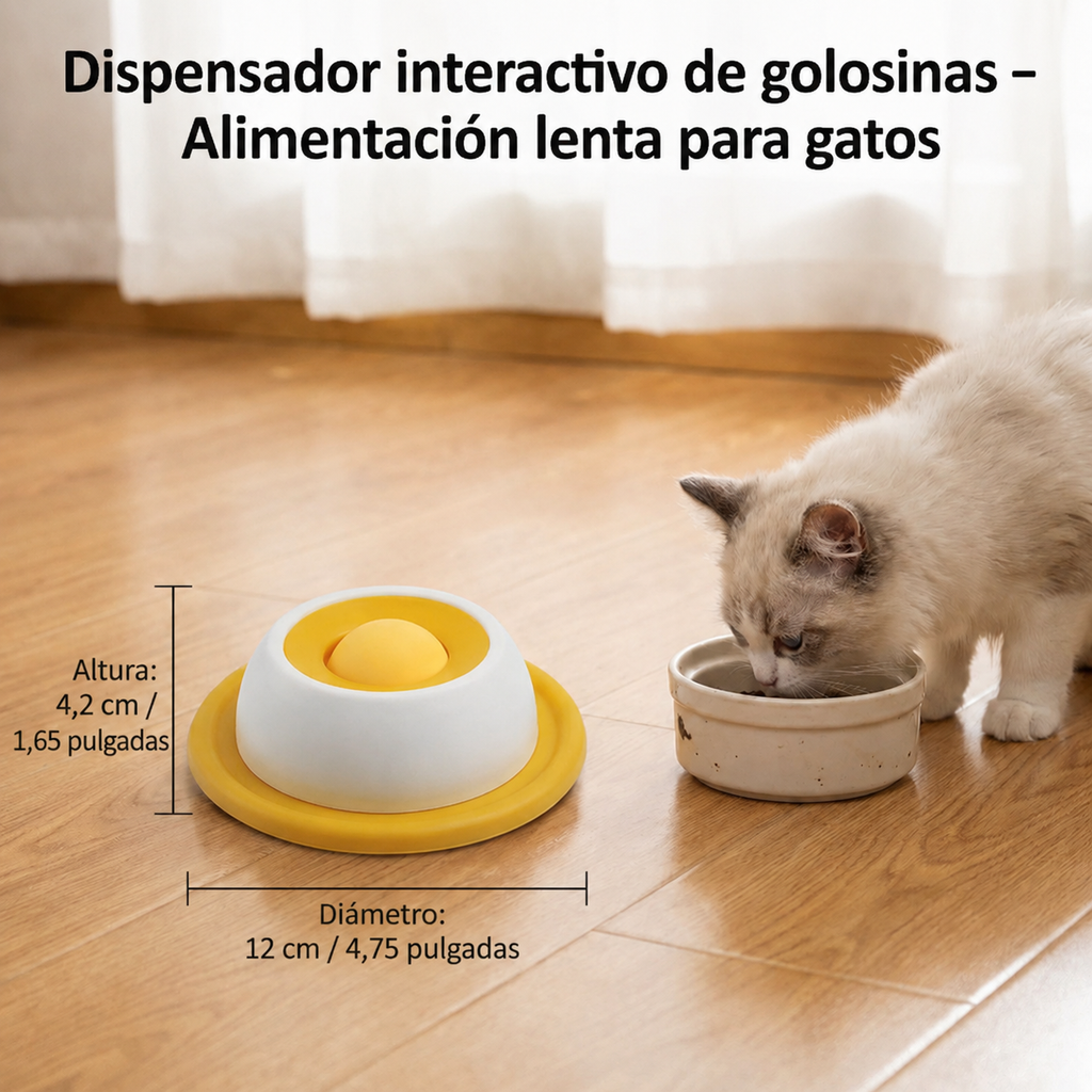 Plato interactivo para golosinas y juguetes: comedero lento para gatos
