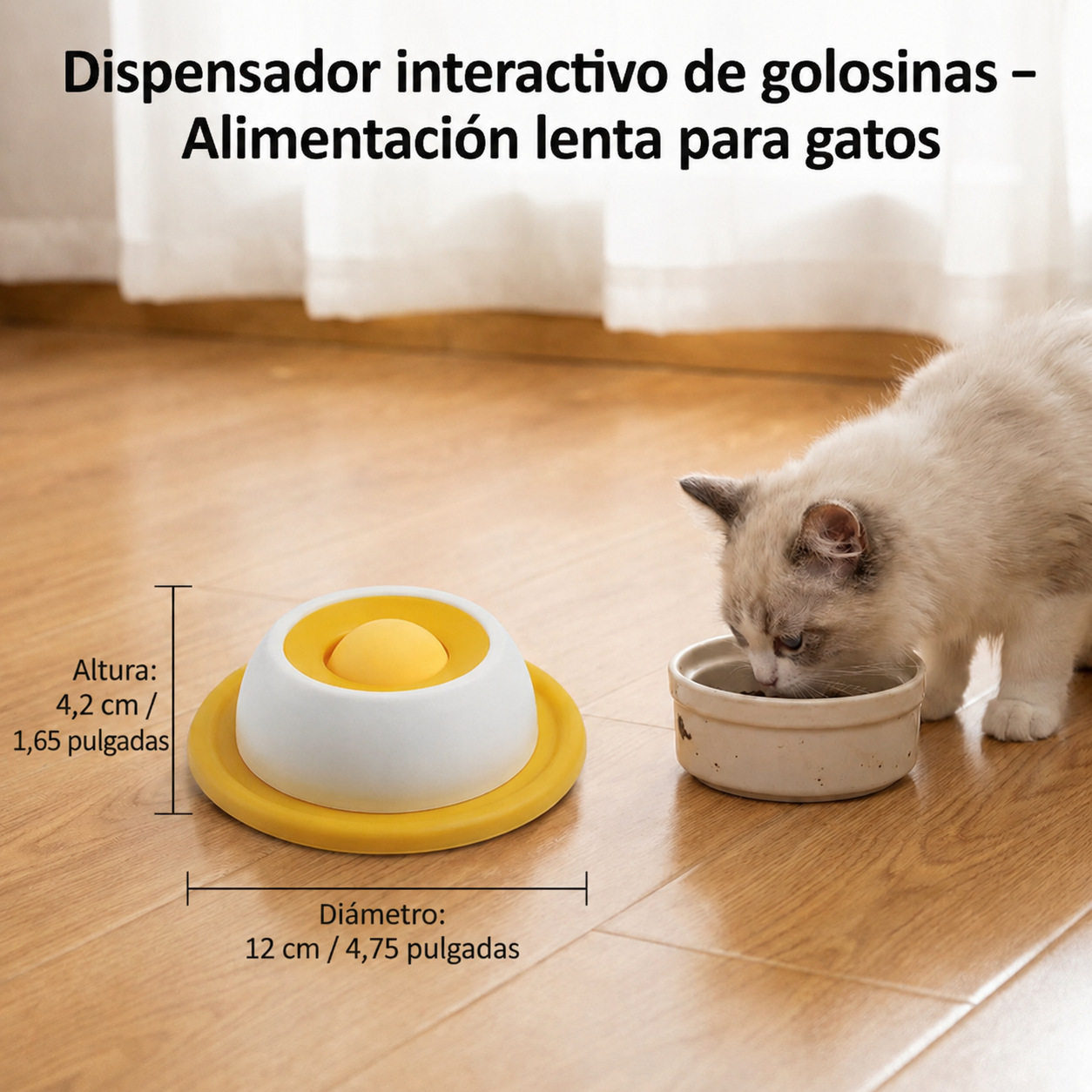 Plato interactivo para golosinas y juguetes: comedero lento para gatos