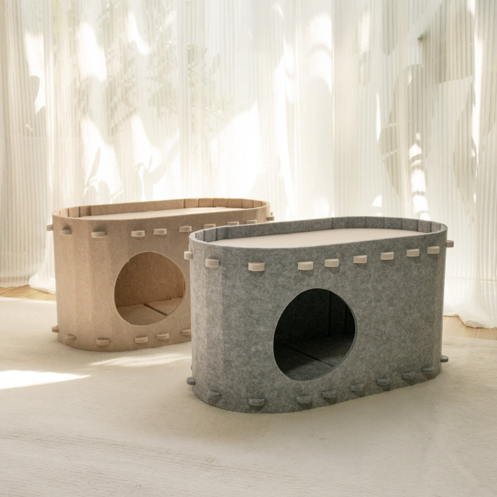 Acogedora casita para gatos de fieltro