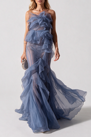 Zsklca Strapless Ruffle Maxi Dress