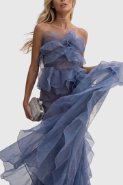 Zsklca Strapless Ruffle Maxi Dress
