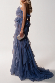 Zsklca Strapless Ruffle Maxi Dress