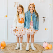 Sweet Wink Coquette Pumpkin Sequin Patch Denim Jacket
