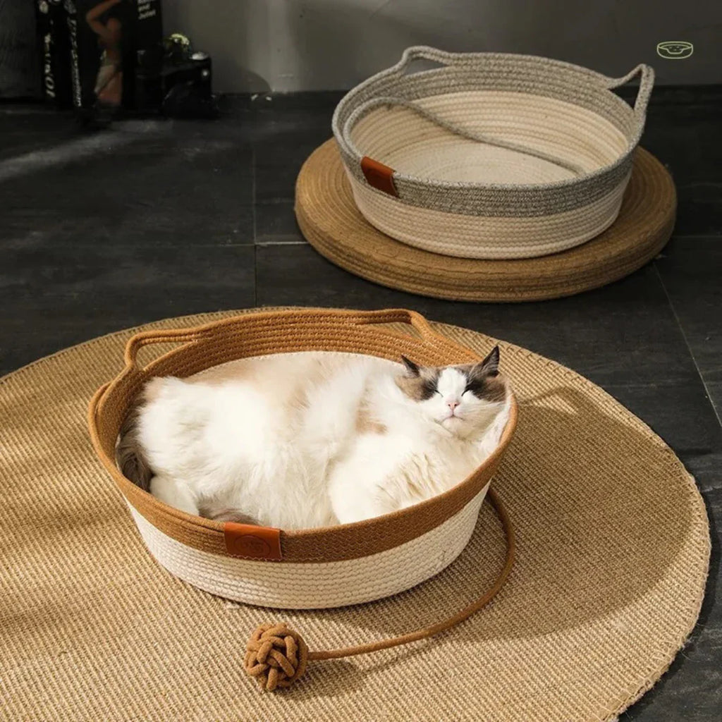 Cama para gatos de cuerda de algodón tejida a mano – Nido de sueños