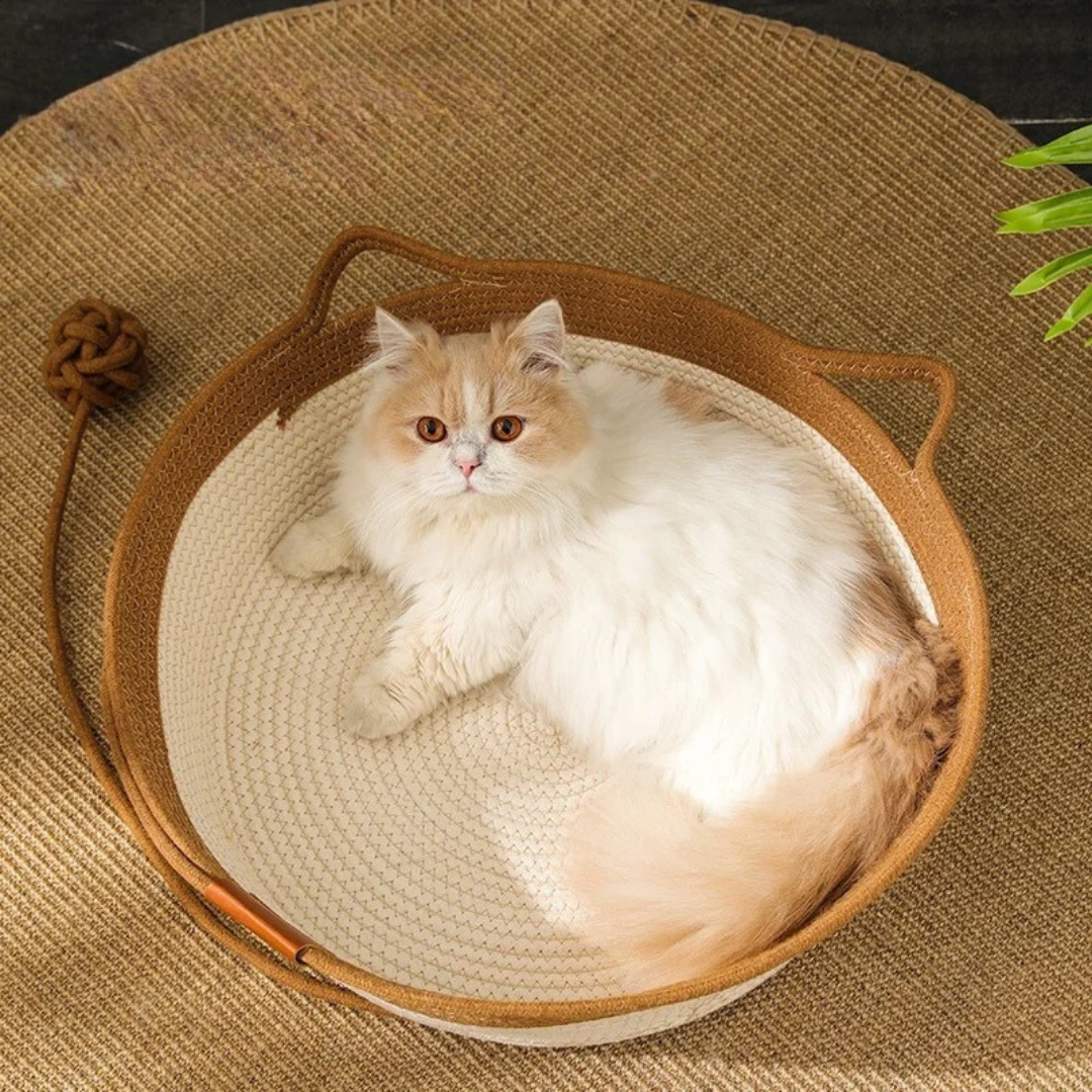 Cama para gatos de cuerda de algodón tejida a mano